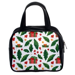 Christmas Seamless Pattern With Holly Red Gift Box Classic Handbag (two Sides) by Vaneshart