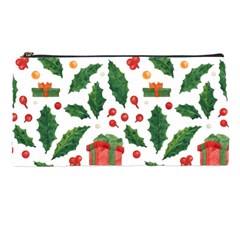 Christmas Seamless Pattern With Holly Red Gift Box Pencil Cases by Vaneshart