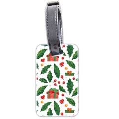 Christmas Seamless Pattern With Holly Red Gift Box Luggage Tag (two Sides) by Vaneshart