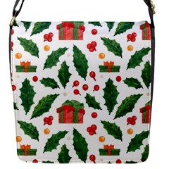 Christmas Seamless Pattern With Holly Red Gift Box Flap Closure Messenger Bag (s) by Vaneshart