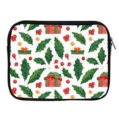 Christmas Seamless Pattern With Holly Red Gift Box Apple Ipad 2/3/4 Zipper Cases by Vaneshart