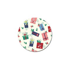 Christmas Gifts Pattern With Flowers Leaves Golf Ball Marker by Vaneshart