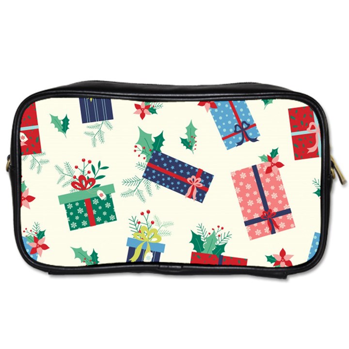 Christmas Gifts Pattern With Flowers Leaves Toiletries Bag (Two Sides)