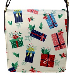 Christmas Gifts Pattern With Flowers Leaves Flap Closure Messenger Bag (s) by Vaneshart