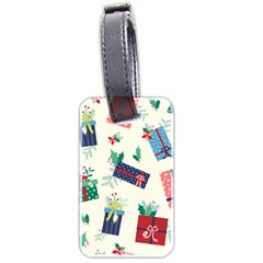 Christmas Gifts Pattern With Flowers Leaves Luggage Tag (two Sides) by Vaneshart