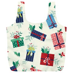 Christmas Gifts Pattern With Flowers Leaves Full Print Recycle Bag (xl) by Vaneshart