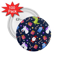 Colorful Funny Christmas Pattern 2 25  Buttons (100 Pack)  by Vaneshart