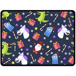 Colorful Funny Christmas Pattern Fleece Blanket (Large)  80 x60  Blanket Front