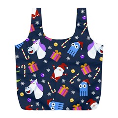 Colorful Funny Christmas Pattern Full Print Recycle Bag (l) by Vaneshart