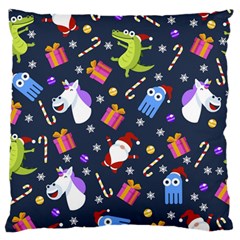 Colorful Funny Christmas Pattern Large Flano Cushion Case (one Side) by Vaneshart