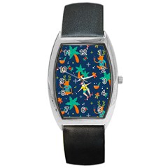 Colorful Funny Christmas Pattern Barrel Style Metal Watch by Vaneshart