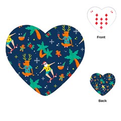 Colorful Funny Christmas Pattern Playing Cards Single Design (heart) by Vaneshart