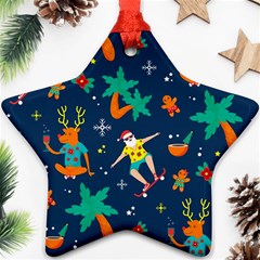 Colorful Funny Christmas Pattern Star Ornament (two Sides) by Vaneshart