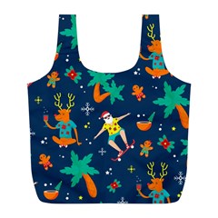 Colorful Funny Christmas Pattern Full Print Recycle Bag (l) by Vaneshart