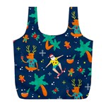 Colorful Funny Christmas Pattern Full Print Recycle Bag (L) Front