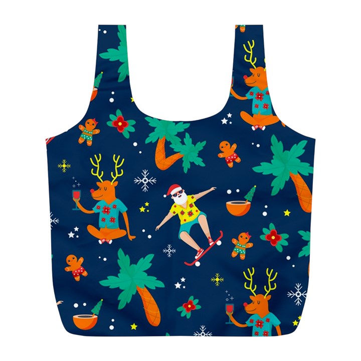 Colorful Funny Christmas Pattern Full Print Recycle Bag (L)