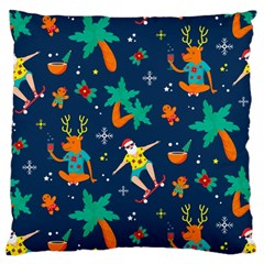 Colorful Funny Christmas Pattern Large Flano Cushion Case (one Side) by Vaneshart