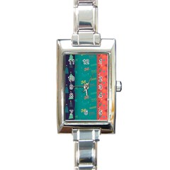 Hand Drawn Christmas Pattern Collection Rectangle Italian Charm Watch by Vaneshart