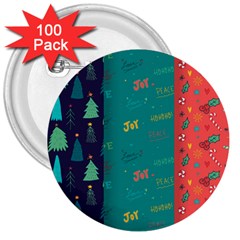 Hand Drawn Christmas Pattern Collection 3  Buttons (100 Pack)  by Vaneshart