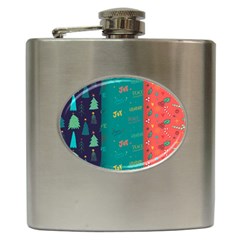 Hand Drawn Christmas Pattern Collection Hip Flask (6 Oz) by Vaneshart