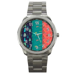 Hand Drawn Christmas Pattern Collection Sport Metal Watch by Vaneshart