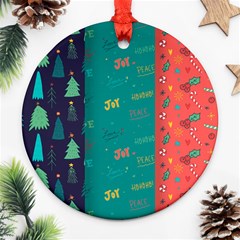 Hand Drawn Christmas Pattern Collection Round Ornament (two Sides) by Vaneshart