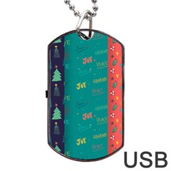 Hand Drawn Christmas Pattern Collection Dog Tag Usb Flash (two Sides) by Vaneshart