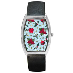 Colorful Funny Christmas Pattern Barrel Style Metal Watch by Vaneshart