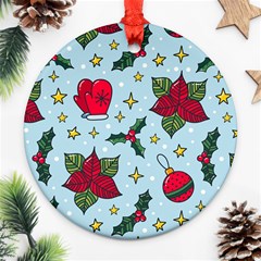 Colorful Funny Christmas Pattern Round Ornament (two Sides) by Vaneshart