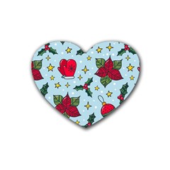 Colorful Funny Christmas Pattern Heart Coaster (4 Pack)  by Vaneshart