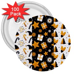 Black Golden Christmas Pattern Collection 3  Buttons (100 Pack)  by Vaneshart