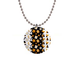 Black Golden Christmas Pattern Collection 1  Button Necklace by Vaneshart