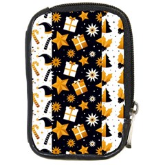 Black Golden Christmas Pattern Collection Compact Camera Leather Case by Vaneshart