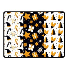 Black Golden Christmas Pattern Collection Double Sided Fleece Blanket (small)  by Vaneshart