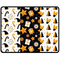 Black Golden Christmas Pattern Collection Double Sided Fleece Blanket (medium)  by Vaneshart