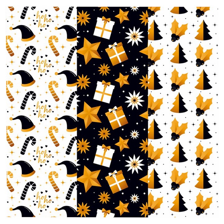 Black Golden Christmas Pattern Collection Wooden Puzzle Square