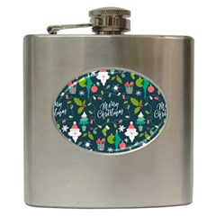 Funny Christmas Pattern Background Hip Flask (6 Oz) by Vaneshart