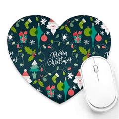 Funny Christmas Pattern Background Heart Mousepads by Vaneshart