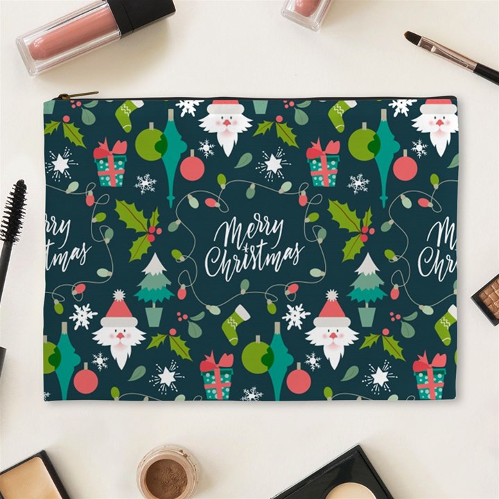 Funny Christmas Pattern Background Cosmetic Bag (XL)