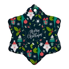 Funny Christmas Pattern Background Snowflake Ornament (two Sides)