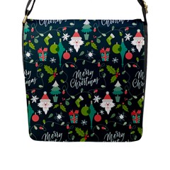 Funny Christmas Pattern Background Flap Closure Messenger Bag (l) by Vaneshart