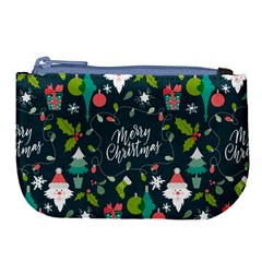 Funny Christmas Pattern Background Large Coin Purse by Vaneshart