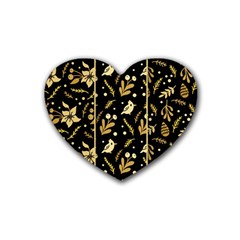 Golden Christmas Pattern Collection Heart Coaster (4 Pack)  by Vaneshart