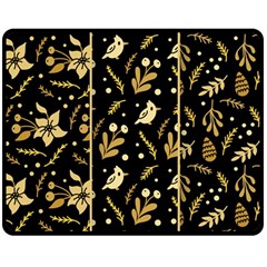 Golden Christmas Pattern Collection Double Sided Fleece Blanket (medium)  by Vaneshart