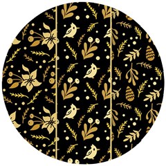 Golden Christmas Pattern Collection Wooden Puzzle Round by Vaneshart