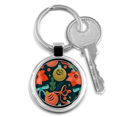 Colorful Vintage Christmas Pattern Key Chain (round) by Vaneshart