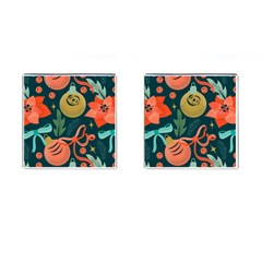 Colorful Vintage Christmas Pattern Cufflinks (square) by Vaneshart