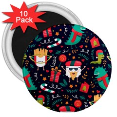 Colorful Funny Christmas Pattern 3  Magnets (10 Pack)  by Vaneshart