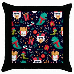 Colorful Funny Christmas Pattern Throw Pillow Case (black) by Vaneshart