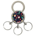 Colorful Funny Christmas Pattern 3-Ring Key Chain Front